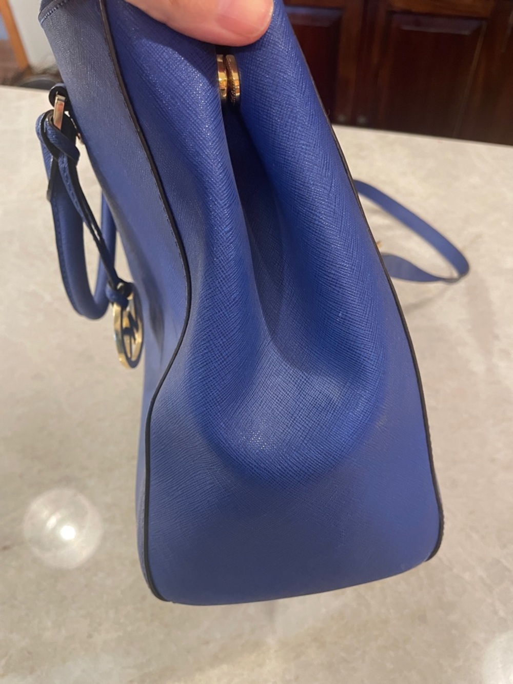 Michael Kors Royal Blue Saffiano Leather Satchel with Gold Hardware - Picture 4 of 7